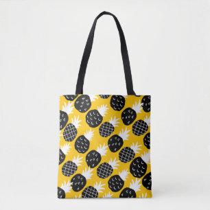 Svart ananas tygkasse