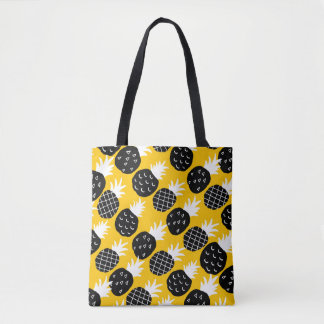 Svart ananas tygkasse