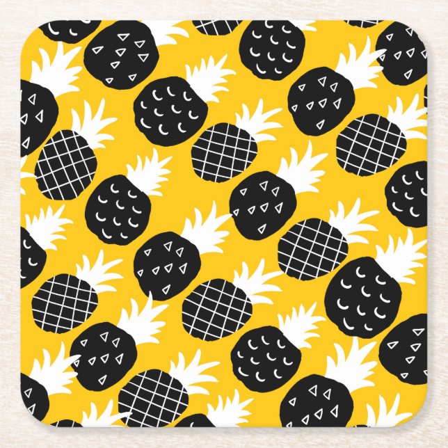Svart ananas underlägg papper kvadrat (Framsidan)