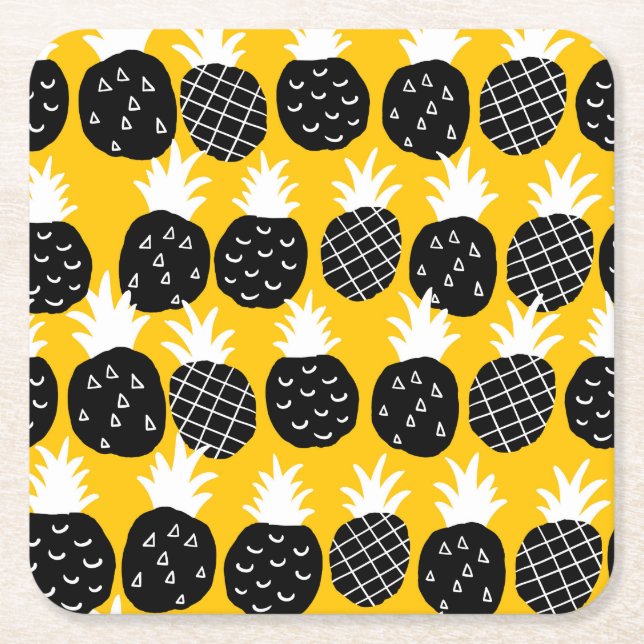 Svart ananas underlägg papper kvadrat (Framsidan)