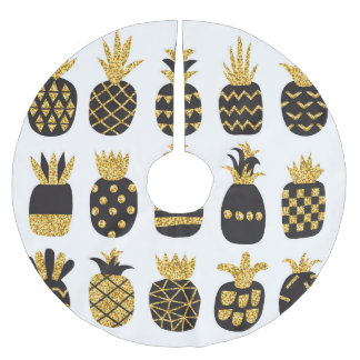 Svart ananas: Unik texturerad uppsättning Julgransmatta Borstad Polyester