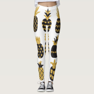 Svart ananas: Unik texturerad uppsättning Leggings