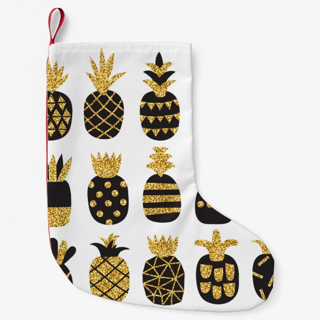 Svart ananas: Unik texturerad uppsättning Liten Julstrumpa (Framsidan)