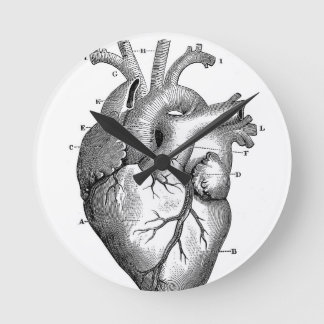 Svart Anatomical hjärta Rund Klocka