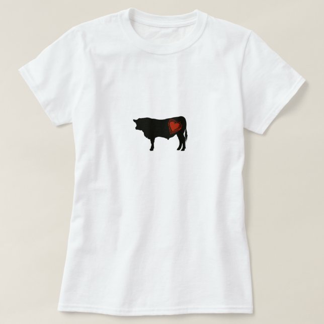 Svart Angus för kärlek nötkött T-shirt (Design framsida)