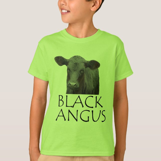 Svart Angus ko T-shirt (Framsida)