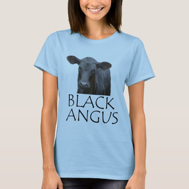 Svart Angus koskjorta Tee Shirt (Framsida)