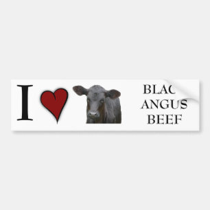 Svart Angus nötkött - jag älskar hjärtadesign Bildekal