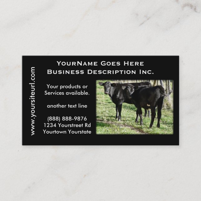 Svart Angus nötkreaturranch Visitkort (Framsida)