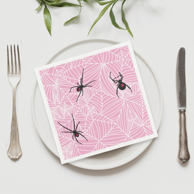 Svart änkespindelns nät rosa pappersservett (Skapare uppladdad)