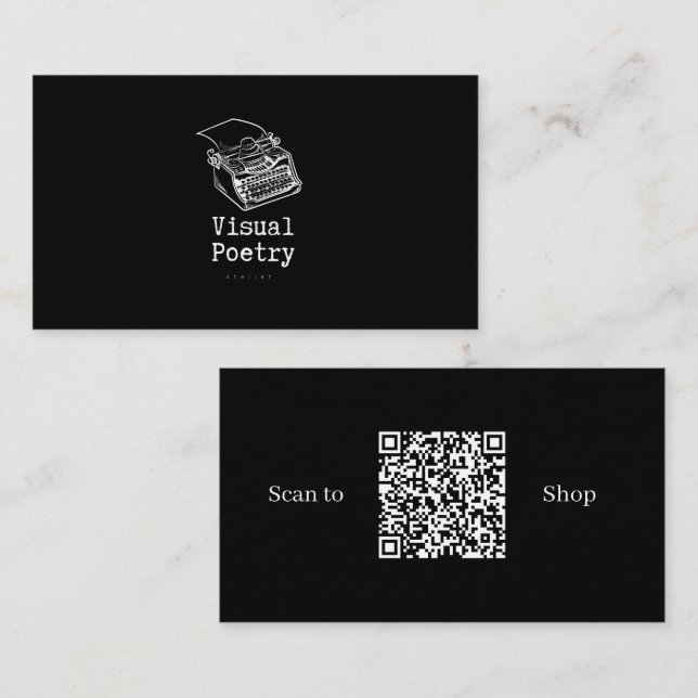 Svart anpassat logotyp-företagskort med QR-kod  Visitkort (Fram/baksida)