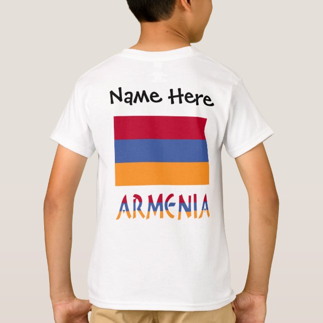 Svart anpassning av Armenien Armeniska Flagga T Shirt (Baksida)
