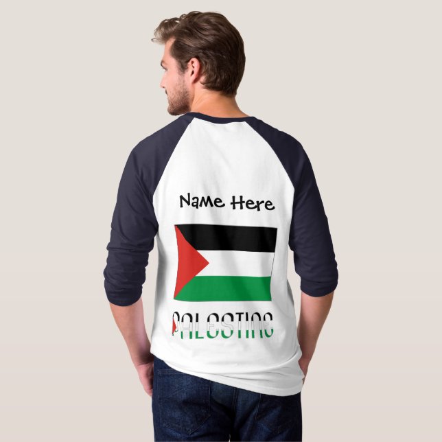 Svart anpassning av Palestina-Flagga T Shirt (Hel baksida)