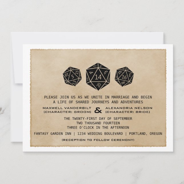 Svart ANPASSNINGSBAR DATE Grunge D20 Dice Gamer In Inbjudningar (Framsida)