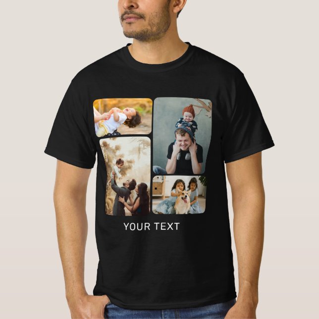 Svart Anpassningsbar Lägg till bild Collage och Te T Shirt (Framsida)
