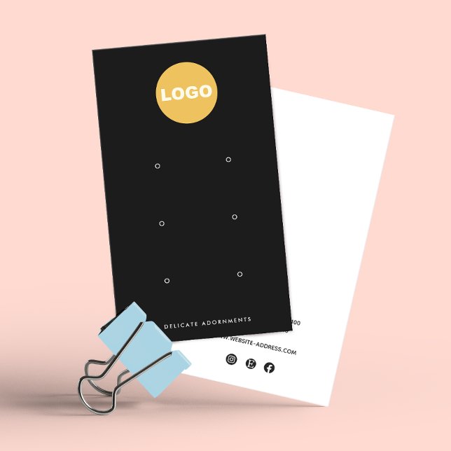 Svart Anpassningsbar Lägg till Logotyp 6 Hål Stud  Visitkort (Skapare uppladdad)