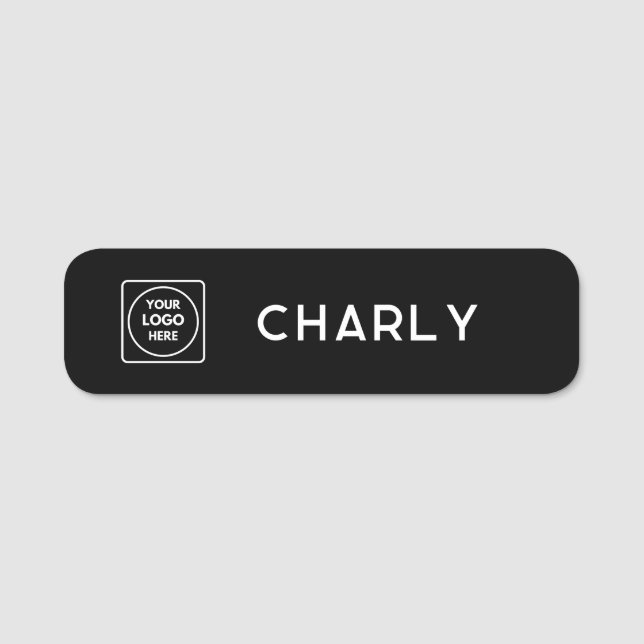 Svart Anpassningsbar, Logotyp | Personlig Employee Namnbricka (Framsida)