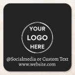 Svart Anpassningsbar Logotyp Text Modern Minimalis Underlägg Papper Kvadrat<br><div class="desc">Uppdatera enkelt ditt företags varumärke med vår enkla affärsmall för anpassningsbar i ett modernt minimalistiskt stil. Lägg till logotyp, social media namn och webbplats, eller kodtext om du vill skapa ett professionell-utseende på bara några minuter. Behöver du hjälp med att anpassa dig? Kontakta oss med hjälp av meddelandeknappen nedan för...</div>