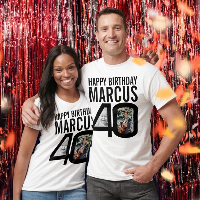 Svart anpassningsbar på 40-årsdagen nu, sedan foto t shirt (Skapare uppladdad)