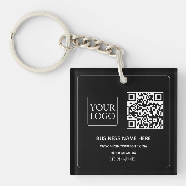 Svart | Anpassningsbar QR-kod Business Logotyp Soc (Framsidan)