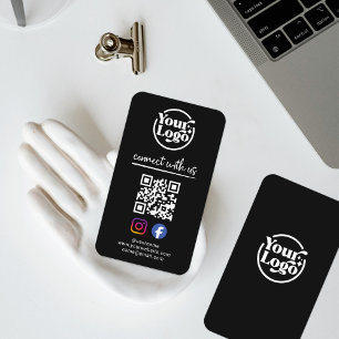 Svart Anslut Dig Till Oss QR-kod Logotyp Sociala M Visitkort