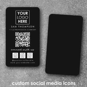 Svart anslutning med USA:s QR-Logotyp för mediekod Visitkort