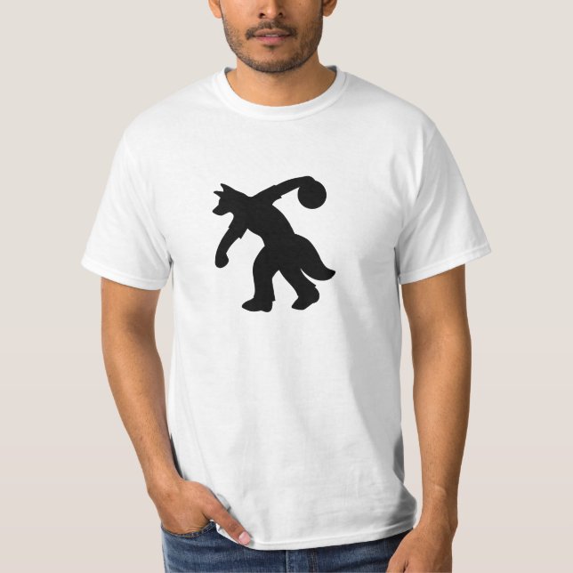 Svart Anthropomorphic hund- bowlingskjorta 0001 T-shirt (Framsida)