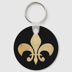 Svart antik Guld Fleur de Lis nyckelring