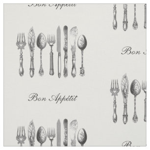 Svart Appetit för vitSilverwareBon anpassningsbar Tyg
