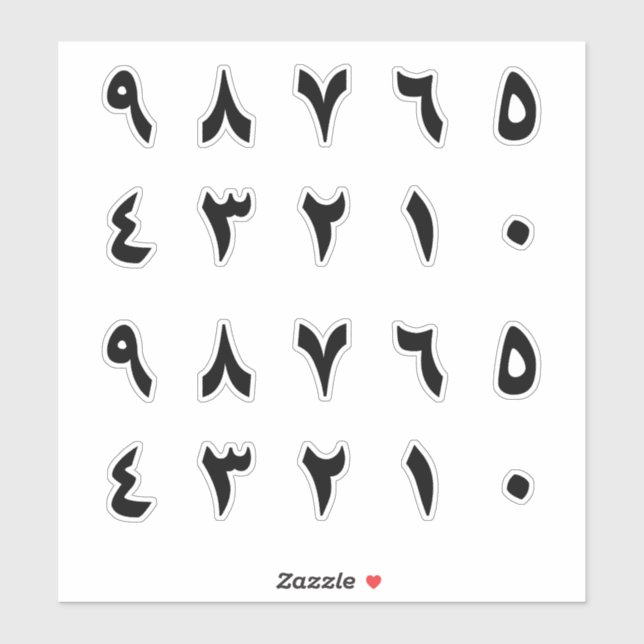 Svart arabisk siffra klistermärken (Ark)