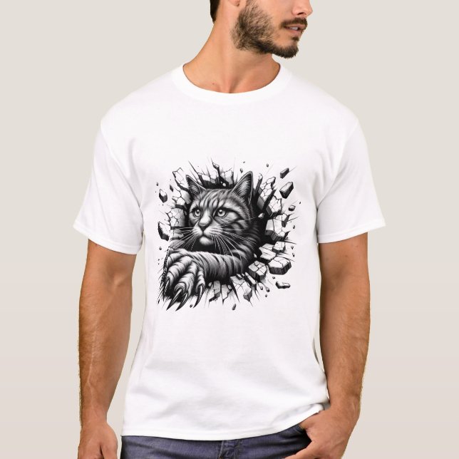 Svart Arg-katt Unik design för lyxvaror T-Shirt (Framsida)