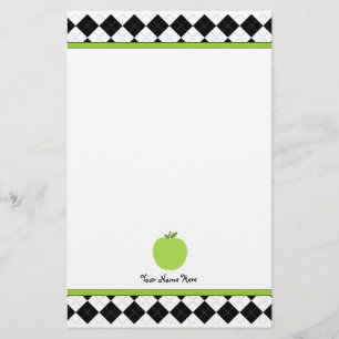 Svart argyle Grönt Apple Personlig Lärare Brevpapper