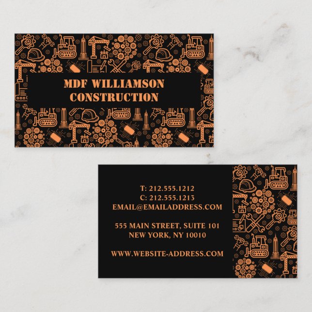 svart arkitektonisk blåkopia Ingenjör Mönster Visitkort (Fram/baksida)