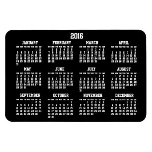 Svart årskalender 2016 Stora flexibla magneter