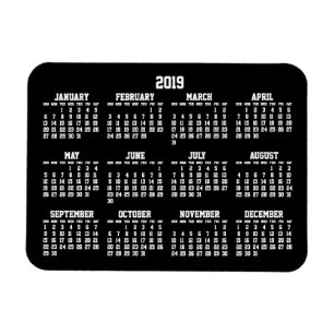 Svart årskalender 2019 Liten flexibel magnet
