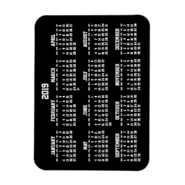 Svart årskalender 2019 Liten flexibel magnet