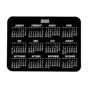 Svart årskalender 2020 - små, flexibla magneter