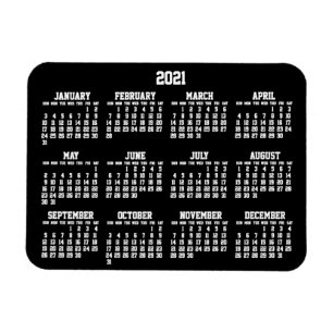 Svart årskalender 2021 - små, flexibla magneter