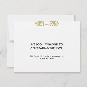 Svart Art Deco bröllsuppgiftsomslag RSVP-svar OSA Kort