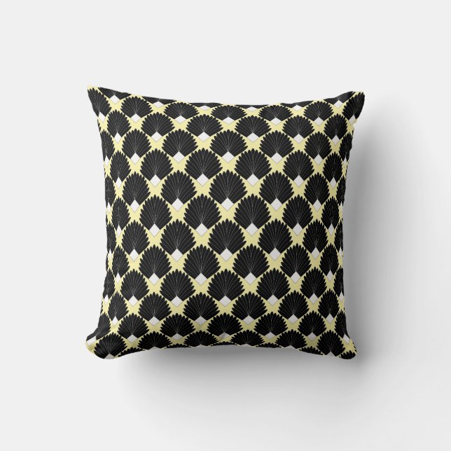 Svart Art Deco-design Kudde (Framsida)
