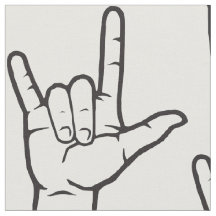 Svart ASL älskar jag dig mönstrat tyg