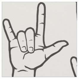 Svart ASL älskar jag dig mönstrat tyg