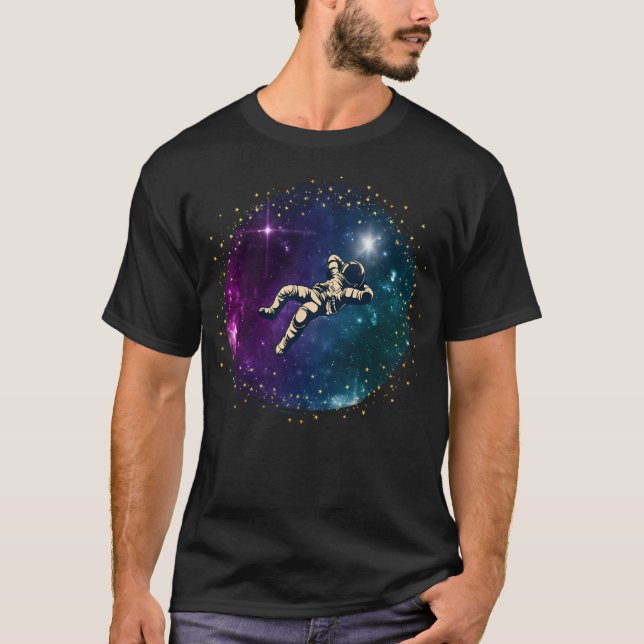 Svart astronaut i Galaxy T Shirt (Framsida)