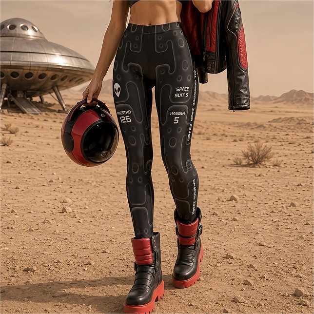 Svart astronautdräkt för SciFi-rymdexpeditioner Leggings (Skapare uppladdad)