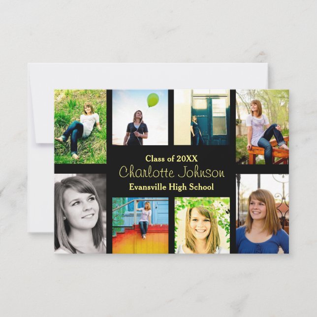 Svart åtta/nio foton - 3 × 5 Grad-meddelande Inbjudningar (Framsida)