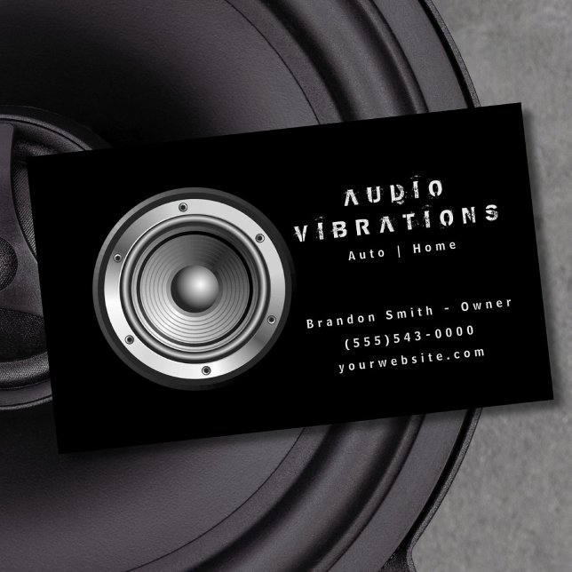 Svart Audio Stereo-installation Visitkort (Skapare uppladdad)