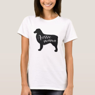 Svart Australian shepherd Silhouette Aussie Mamma T Shirt