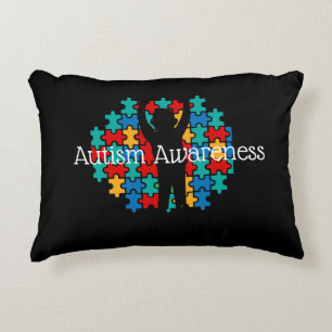 Svart autism Awareness puzzle Prydnadskudde