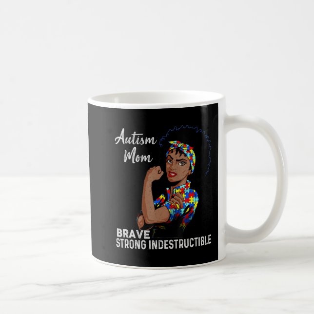 Svart Autism Mamma Ostrukturable Autism Awareness  Kaffemugg (Höger)