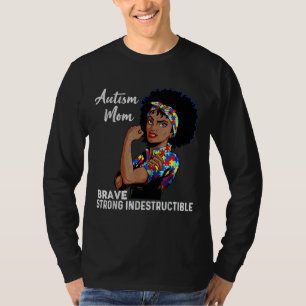 Svart Autism Mamma Ostrukturable Autism Awareness  T Shirt